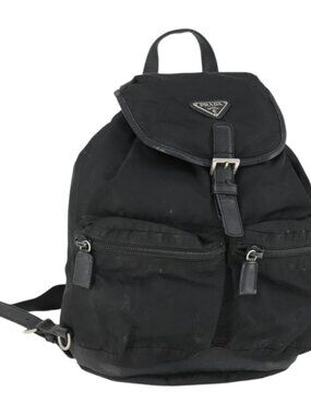 PRADA Backpack Nylon Black Silver Auth bs32876